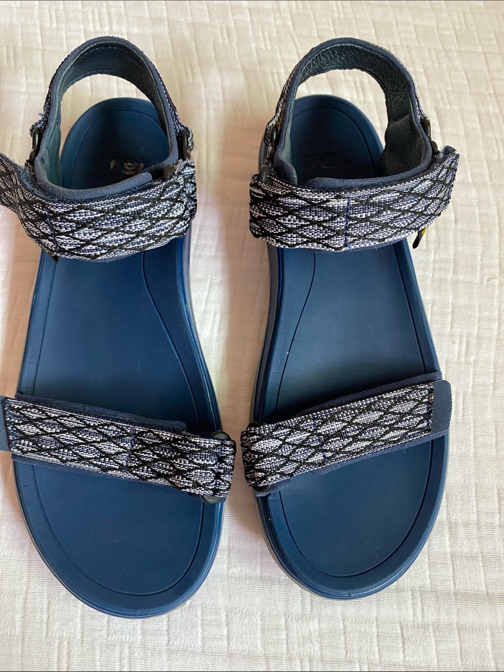 TEVA Navy Blue Sandals with Black & Silver Woven Straps